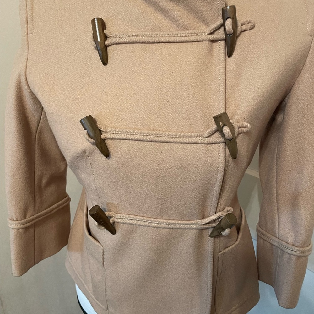 SMITH Tan Pea Coat Classic Wool Design